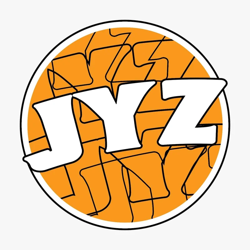 Logo JYZ, letras blancas sobre un círculo naranja